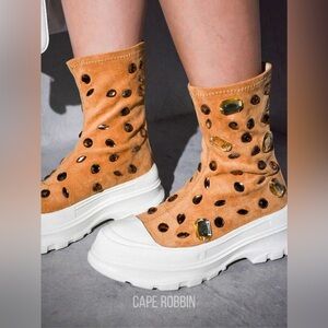 CAPE ROBBIN 🔥 Chunky Sole Rhinestone Gem Sock Booties